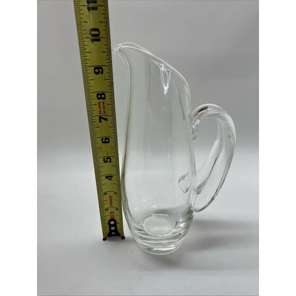 Vintage Steuben Art Glass Crystal Martini 10” Pitcher w/ Split Handle 8077